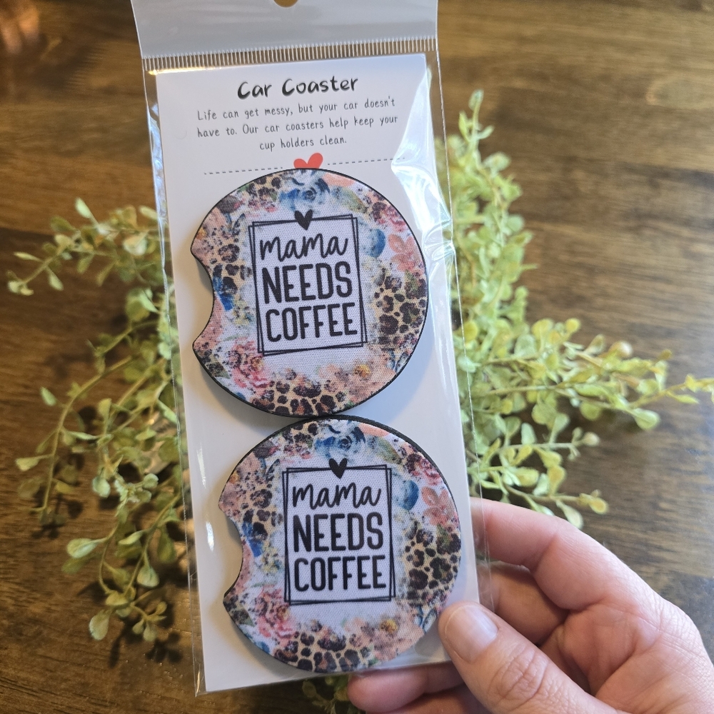 Mama Needs Coffee Car Coasters
